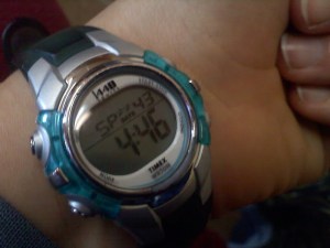 Nope, not the time--it's how long we were out in the woods.